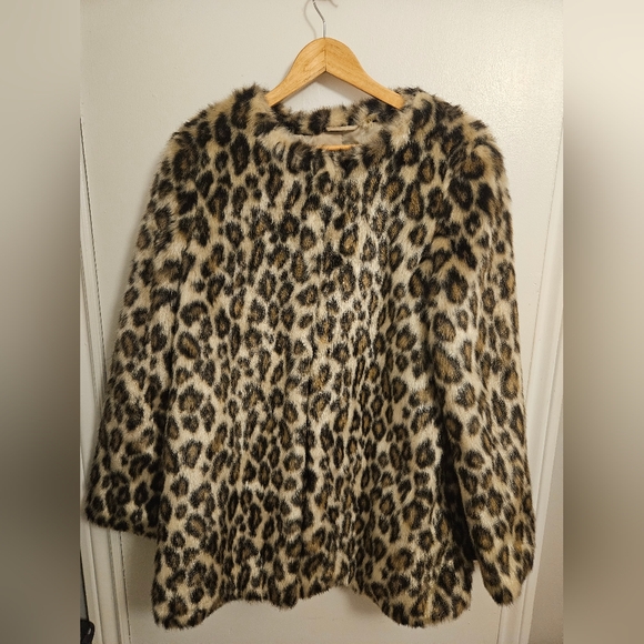 NICOLE MILLER faux fur Leaopard Coat- Sz US Large - Picture 1 of 8